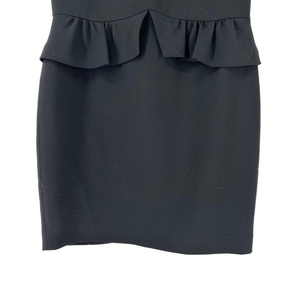 Sandro Paris Dress Black Mini Peplum Flutter Cap Sleeve Fitted Sexy Classic Chic - Picture 4 of 9